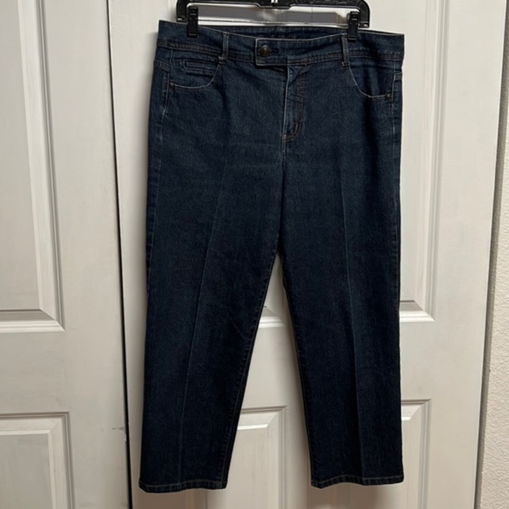 Charter Club Dark Blue Denim High Rise 5 Pocket Stretch Crop Jeans Size 16